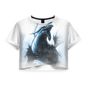 Женская футболка 3D укороченная с принтом Dragon в Екатеринбурге, 100% полиэстер | круглая горловина, длина футболки до линии талии, рукава с отворотами | fantasy | дракон | змей | миф | фэнтези