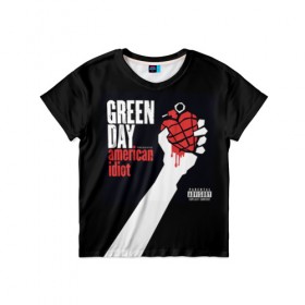 Детская футболка 3D с принтом Green Day 3 в Екатеринбурге, 100% гипоаллергенный полиэфир | прямой крой, круглый вырез горловины, длина до линии бедер, чуть спущенное плечо, ткань немного тянется | Тематика изображения на принте: american idiot | green day | грин дей | грин дэй