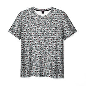 Мужская футболка 3D с принтом Ничоси, сколько ничоси! в Екатеринбурге, 100% полиэфир | прямой крой, круглый вырез горловины, длина до линии бедер | meme | nichosee | nichosi | мем | ничоси | привидение | прикол | толпа | удивление