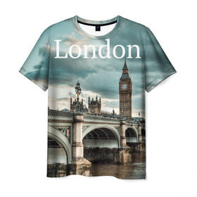 Мужская футболка 3D с принтом London в Екатеринбурге, 100% полиэфир | прямой крой, круглый вырез горловины, длина до линии бедер | england | london | vjcn. биг бен | англия | британия | великобритания | владычица морей | город | гостеприимный | дождей | клевый | красивый | лилия | лондон | на темзе | окна | прикольный | столица | тауэр