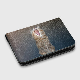 Картхолдер с принтом с принтом Мартовский кот в Екатеринбурге, натуральная матовая кожа | размер 7,3 х 10 см; кардхолдер имеет 4 кармана для карт; | кот | кошка | март | пасть | усы