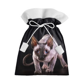 Подарочный 3D мешок с принтом сфинкс в Екатеринбурге, 100% полиэстер | Размер: 29*39 см | Тематика изображения на принте: cat | голубые глаза | кот | котик | котэ | кошка | сфинкс | черный