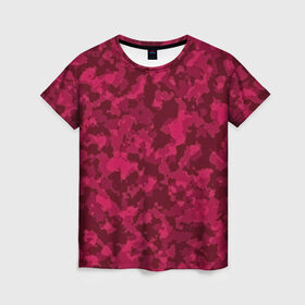 Женская футболка 3D с принтом Розовый камуфляж в Екатеринбурге, 100% полиэфир ( синтетическое хлопкоподобное полотно) | прямой крой, круглый вырез горловины, длина до линии бедер | армейский