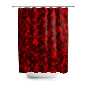 Штора 3D для ванной с принтом Красный камуфляж в Екатеринбурге, 100% полиэстер | плотность материала — 100 г/м2. Стандартный размер — 146 см х 180 см. По верхнему краю — пластиковые люверсы для креплений. В комплекте 10 пластиковых колец | милитари