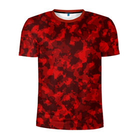 Мужская футболка 3D спортивная с принтом Красный камуфляж в Екатеринбурге, 100% полиэстер с улучшенными характеристиками | приталенный силуэт, круглая горловина, широкие плечи, сужается к линии бедра | милитари