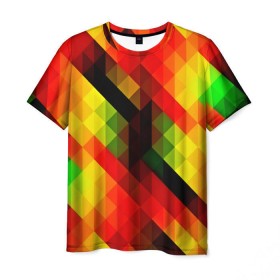 Мужская футболка 3D с принтом block color в Екатеринбурге, 100% полиэфир | прямой крой, круглый вырез горловины, длина до линии бедер | 