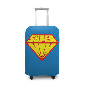 Чехол для чемодана 3D с принтом Супермама в Екатеринбурге, 86% полиэфир, 14% спандекс | двустороннее нанесение принта, прорези для ручек и колес | мама