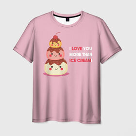 Мужская футболка 3D с принтом Love в Екатеринбурге, 100% полиэфир | прямой крой, круглый вырез горловины, длина до линии бедер | food | ice cream | love | вкусно | еда | мороженое