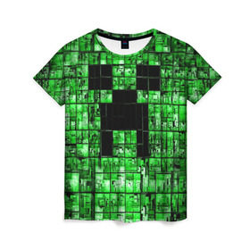 Женская футболка 3D с принтом Minecraft в Екатеринбурге, 100% полиэфир ( синтетическое хлопкоподобное полотно) | прямой крой, круглый вырез горловины, длина до линии бедер | game | green | minecraft | игра | игрок | компьютерные игры | майнкрафт