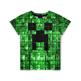 Детская футболка 3D с принтом Minecraft в Екатеринбурге, 100% гипоаллергенный полиэфир | прямой крой, круглый вырез горловины, длина до линии бедер, чуть спущенное плечо, ткань немного тянется | game | green | minecraft | игра | игрок | компьютерные игры | майнкрафт