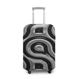 Чехол для чемодана 3D с принтом Минимализм в Екатеринбурге, 86% полиэфир, 14% спандекс | двустороннее нанесение принта, прорези для ручек и колес | линии | монохромный | узор