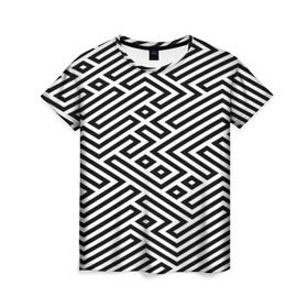 Женская футболка 3D с принтом optical illusion в Екатеринбурге, 100% полиэфир ( синтетическое хлопкоподобное полотно) | прямой крой, круглый вырез горловины, длина до линии бедер | геометрия | оптическая иллюзия | черно белый