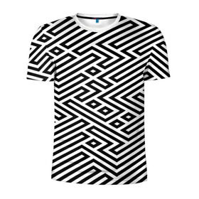 Мужская футболка 3D спортивная с принтом optical illusion в Екатеринбурге, 100% полиэстер с улучшенными характеристиками | приталенный силуэт, круглая горловина, широкие плечи, сужается к линии бедра | Тематика изображения на принте: геометрия | оптическая иллюзия | черно белый