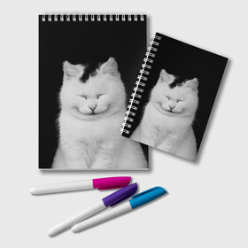 Блокнот с принтом Smile в Екатеринбурге, 100% бумага | 48 листов, плотность листов — 60 г/м2, плотность картонной обложки — 250 г/м2. Листы скреплены удобной пружинной спиралью. Цвет линий — светло-серый
 | Тематика изображения на принте: cat | kitty | животные | киса | кот | котенок | котэ | кошка
