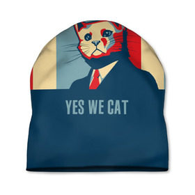 Шапка 3D с принтом Yes we CAT в Екатеринбурге, 100% полиэстер | универсальный размер, печать по всей поверхности изделия | Тематика изображения на принте: cat | kitty | животные | киса | кот | котенок | котэ | кошка