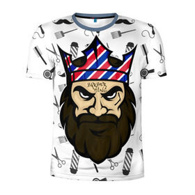 Мужская футболка 3D спортивная с принтом БАРБЕРКИНГ в Екатеринбурге, 100% полиэстер с улучшенными характеристиками | приталенный силуэт, круглая горловина, широкие плечи, сужается к линии бедра | barber | барбер | барберкинг | барбершоп | борода | король | корона