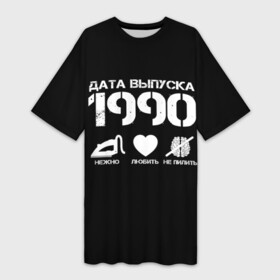 Платье-футболка 3D с принтом Дата выпуска 1990 в Екатеринбурге,  |  | Тематика изображения на принте: 1990 | год рождения | дата выпуска