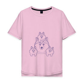 Мужская футболка хлопок Oversize с принтом Аляскинские маламуты в Екатеринбурге, 100% хлопок | свободный крой, круглый ворот, “спинка” длиннее передней части | husky | malamute | арт | маламут | собака | хаски