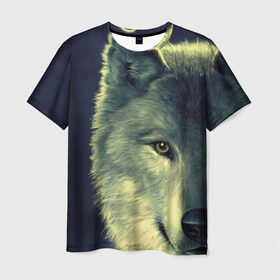 Мужская футболка 3D с принтом Серый волк в Екатеринбурге, 100% полиэфир | прямой крой, круглый вырез горловины, длина до линии бедер | аука | бирюк | волк | волчара | волчица | волчок | глаза | животное | животные | зверь | зеленые | койот | млекопитающее | нос | санитар леса | серый | уши | фауна | фон | хищник | черный | шакал | шерсть