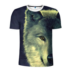 Мужская футболка 3D спортивная с принтом Серый волк в Екатеринбурге, 100% полиэстер с улучшенными характеристиками | приталенный силуэт, круглая горловина, широкие плечи, сужается к линии бедра | аука | бирюк | волк | волчара | волчица | волчок | глаза | животное | животные | зверь | зеленые | койот | млекопитающее | нос | санитар леса | серый | уши | фауна | фон | хищник | черный | шакал | шерсть