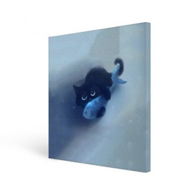 Холст квадратный с принтом Рыбка в Екатеринбурге, 100% ПВХ |  | cat | kitty | животные | киса | кот | котенок | котэ | кошка