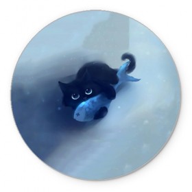 Коврик круглый с принтом Рыбка в Екатеринбурге, резина и полиэстер | круглая форма, изображение наносится на всю лицевую часть | Тематика изображения на принте: cat | kitty | животные | киса | кот | котенок | котэ | кошка