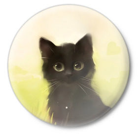 Значок с принтом Котик в Екатеринбурге,  металл | круглая форма, металлическая застежка в виде булавки | Тематика изображения на принте: cat | kitty | животные | киса | кот | котенок | котэ | кошка