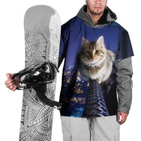 Накидка на куртку 3D с принтом Киса на балконе в Екатеринбурге, 100% полиэстер |  | Тематика изображения на принте: cat | kitty | животные | киса | кот | котенок | котэ | кошка