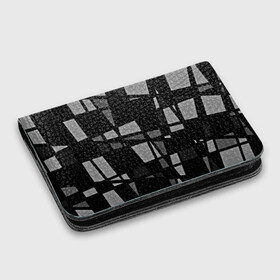 Картхолдер с принтом с принтом Geometry figure в Екатеринбурге, натуральная матовая кожа | размер 7,3 х 10 см; кардхолдер имеет 4 кармана для карт; | бумага | геометрия | грани | изгиб | линии | полигоны | полосы | постель | серый | сочетания | текстура | треугольники | черный