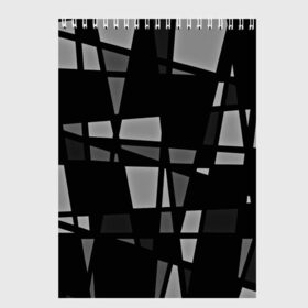 Скетчбук с принтом Geometry figure в Екатеринбурге, 100% бумага
 | 48 листов, плотность листов — 100 г/м2, плотность картонной обложки — 250 г/м2. Листы скреплены сверху удобной пружинной спиралью | бумага | геометрия | грани | изгиб | линии | полигоны | полосы | постель | серый | сочетания | текстура | треугольники | черный