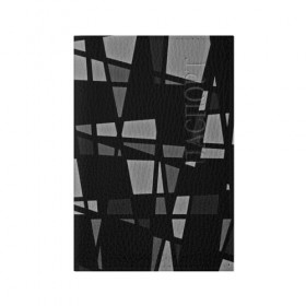 Обложка для паспорта матовая кожа с принтом Geometry figure в Екатеринбурге, натуральная матовая кожа | размер 19,3 х 13,7 см; прозрачные пластиковые крепления | Тематика изображения на принте: бумага | геометрия | грани | изгиб | линии | полигоны | полосы | постель | серый | сочетания | текстура | треугольники | черный