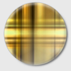 Значок с принтом Yellow Texture в Екатеринбурге,  металл | круглая форма, металлическая застежка в виде булавки | бумага | геометрия | грани | желтый | изгиб | линии | полигоны | полосы | постель | сочетания | текстура | треугольники