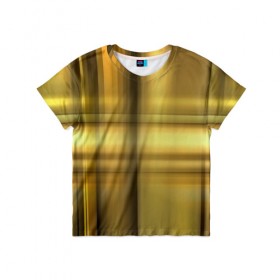 Детская футболка 3D с принтом Yellow Texture в Екатеринбурге, 100% гипоаллергенный полиэфир | прямой крой, круглый вырез горловины, длина до линии бедер, чуть спущенное плечо, ткань немного тянется | бумага | геометрия | грани | желтый | изгиб | линии | полигоны | полосы | постель | сочетания | текстура | треугольники