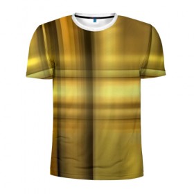 Мужская футболка 3D спортивная с принтом Yellow Texture в Екатеринбурге, 100% полиэстер с улучшенными характеристиками | приталенный силуэт, круглая горловина, широкие плечи, сужается к линии бедра | бумага | геометрия | грани | желтый | изгиб | линии | полигоны | полосы | постель | сочетания | текстура | треугольники