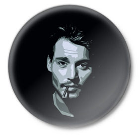Значок с принтом Джонни Депп в Екатеринбурге,  металл | круглая форма, металлическая застежка в виде булавки | johnny depp | джонни депп
