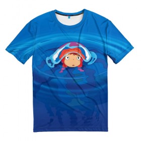 Мужская футболка 3D с принтом Ponyo в Екатеринбурге, 100% полиэфир | прямой крой, круглый вырез горловины, длина до линии бедер | anime | ponyo | аниме | миядзаки | поньо