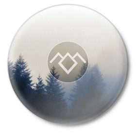 Значок с принтом Twin Peaks в Екатеринбурге,  металл | круглая форма, металлическая застежка в виде булавки | twin peaks | лес | лора палмер | ночь | огонь | сова | сосны | твин пикс