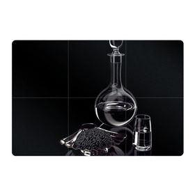 Магнитный плакат 3Х2 с принтом Водка и черная икра в Екатеринбурге, Полимерный материал с магнитным слоем | 6 деталей размером 9*9 см | графин | еда | жидкость | закуска | темный | черный