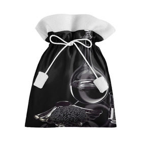 Подарочный 3D мешок с принтом Водка и черная икра в Екатеринбурге, 100% полиэстер | Размер: 29*39 см | Тематика изображения на принте: графин | еда | жидкость | закуска | темный | черный