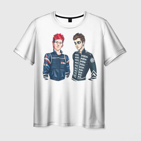 Мужская футболка 3D с принтом 21 Pilots в Екатеринбурге, 100% полиэфир | прямой крой, круглый вырез горловины, длина до линии бедер | 21 pilots | josh dun | twenty one pilots | tyler joseph | джош дан | тайлер джозеф