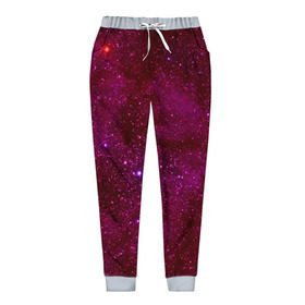 Женские брюки 3D с принтом Розовые звёзды в Екатеринбурге, полиэстер 100% | прямой крой, два кармана без застежек по бокам, с мягкой трикотажной резинкой на поясе и по низу штанин. В поясе для дополнительного комфорта — широкие завязки | nebula | звезды | созвездие | туманность