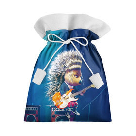 Подарочный 3D мешок с принтом Животный рок в Екатеринбурге, 100% полиэстер | Размер: 29*39 см | Тематика изображения на принте: бас | гитара | дикобраз | еж | ежик | колонки | музыка | рок