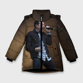Зимняя куртка для девочек 3D с принтом Linkin Park в Екатеринбурге, ткань верха — 100% полиэстер; подклад — 100% полиэстер, утеплитель — 100% полиэстер. | длина ниже бедра, удлиненная спинка, воротник стойка и отстегивающийся капюшон. Есть боковые карманы с листочкой на кнопках, утяжки по низу изделия и внутренний карман на молнии. 

Предусмотрены светоотражающий принт на спинке, радужный светоотражающий элемент на пуллере молнии и на резинке для утяжки. | bennington | chester | linkin park | беннингтон | линкин парк | честер