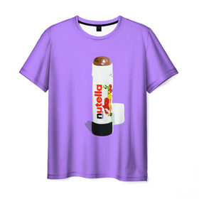 Мужская футболка 3D с принтом Нутелла в Екатеринбурге, 100% полиэфир | прямой крой, круглый вырез горловины, длина до линии бедер | Тематика изображения на принте: nutella | нутелла | ореховая паста | помада | сладости | шоколадная паста