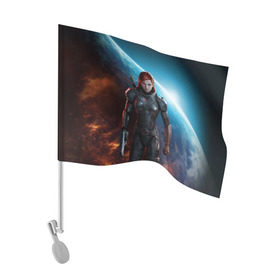 Флаг для автомобиля с принтом Mass Effect в Екатеринбурге, 100% полиэстер | Размер: 30*21 см | n7 | shepard | галактика | жнец | космос | масс | нормандия | планета | шепард | эффект