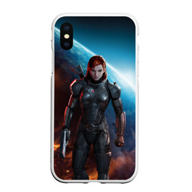 Чехол для iPhone XS Max матовый с принтом Mass Effect в Екатеринбурге, Силикон | Область печати: задняя сторона чехла, без боковых панелей | n7 | shepard | галактика | жнец | космос | масс | нормандия | планета | шепард | эффект