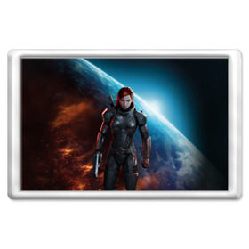 Магнит 45*70 с принтом Mass Effect в Екатеринбурге, Пластик | Размер: 78*52 мм; Размер печати: 70*45 | Тематика изображения на принте: n7 | shepard | галактика | жнец | космос | масс | нормандия | планета | шепард | эффект
