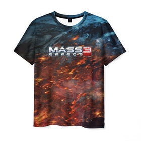 Мужская футболка 3D с принтом Mass Effect в Екатеринбурге, 100% полиэфир | прямой крой, круглый вырез горловины, длина до линии бедер | n7 | shepard | галактика | жнец | космос | масс | нормандия | планета | шепард | эффект