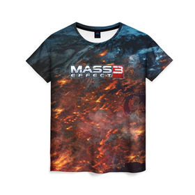 Женская футболка 3D с принтом Mass Effect в Екатеринбурге, 100% полиэфир ( синтетическое хлопкоподобное полотно) | прямой крой, круглый вырез горловины, длина до линии бедер | n7 | shepard | галактика | жнец | космос | масс | нормандия | планета | шепард | эффект