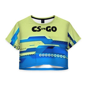 Женская футболка 3D укороченная с принтом CS-GO в Екатеринбурге, 100% полиэстер | круглая горловина, длина футболки до линии талии, рукава с отворотами | csgo | контра | кс | ксго